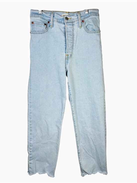 Levis Denim - Levi’s Ribcage Straight Raw Hem Jeans Light Wash Women’s 26 Ankle